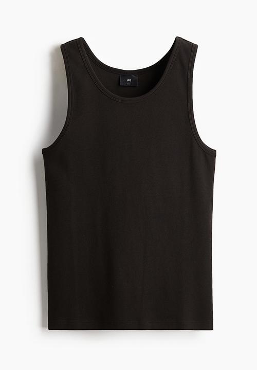 H&M - Slim fit ribbed vest top - black