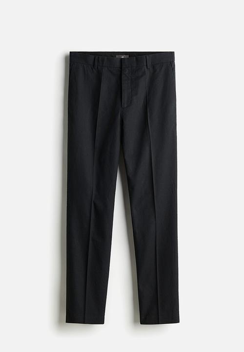 H&M - Slim fit tailored linen-blend trousers - black
