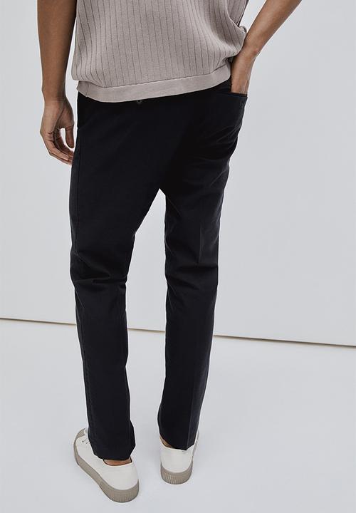 H&M - Slim fit tailored linen-blend trousers - black