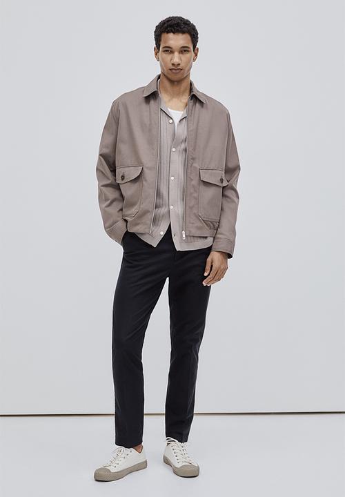 H&M - Slim fit tailored linen-blend trousers - black