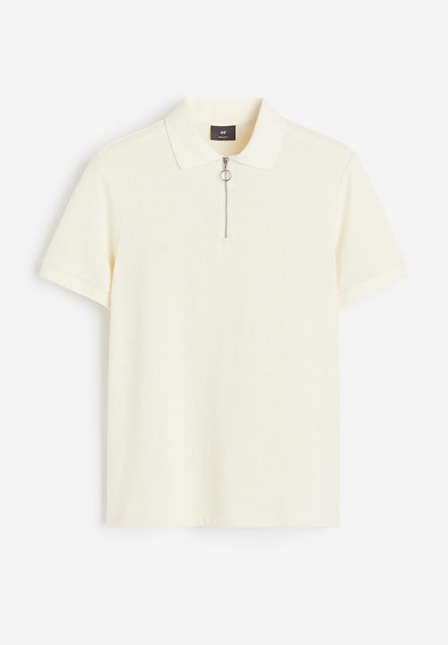 H&M - Regular fit zip-top polo shirt - cream