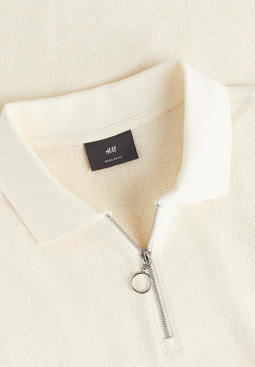 H&M - Regular fit zip-top polo shirt - cream