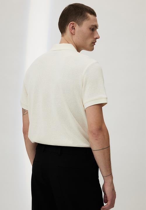 H&M - Regular fit zip-top polo shirt - cream