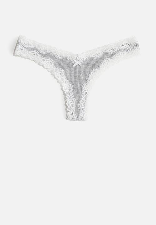 H&M - 3-Pack brazilian briefs - grey marl & white