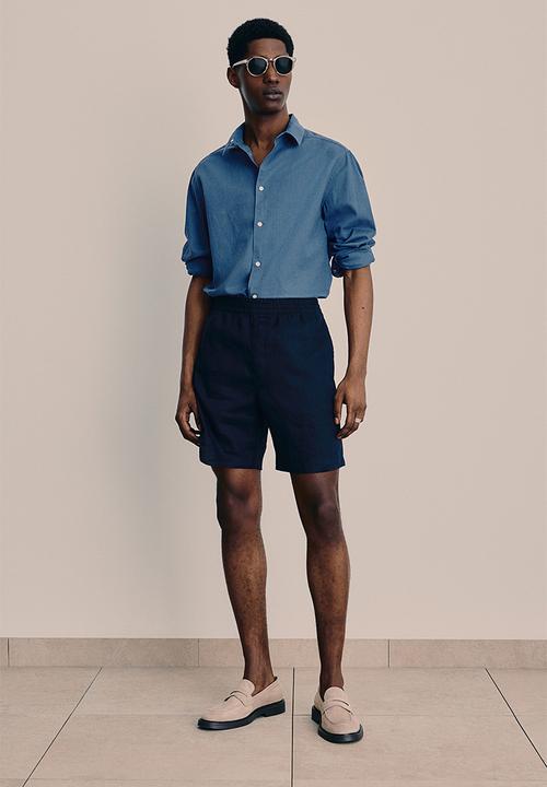H&M - Regular fit linen-blend shirt - blue