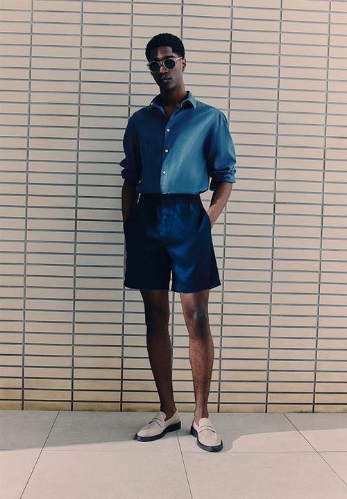 H&M - Regular fit linen-blend shirt - blue