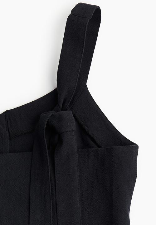 H&M - Button-front cotton dress - black
