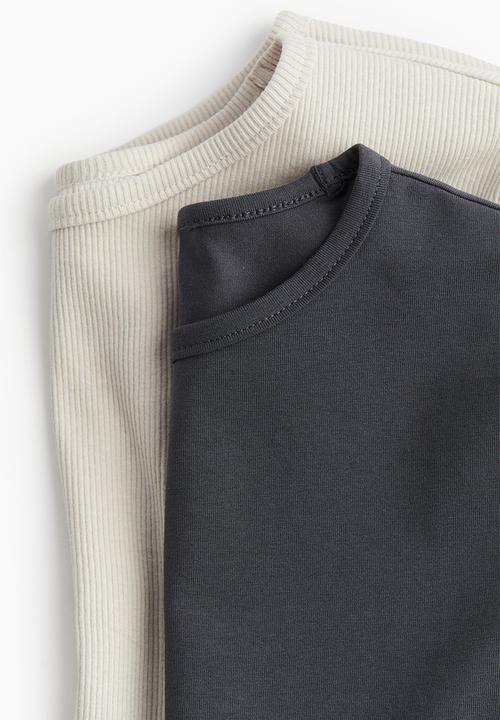H&M - 2-Pack T-shirts - beige & grey