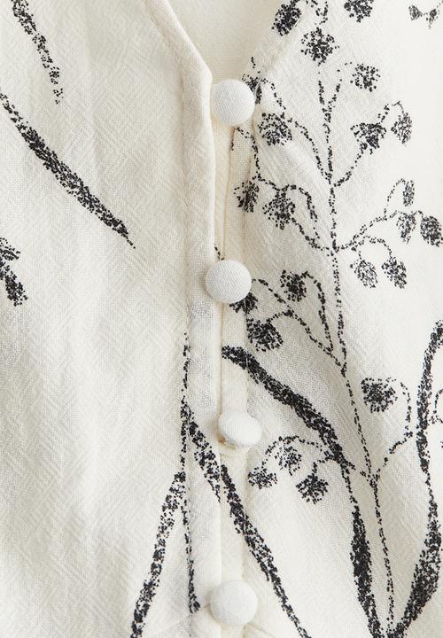 H&M - Button-front dress - white patterned