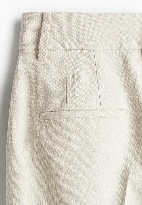 H&M - Linen-blend trousers - light beige