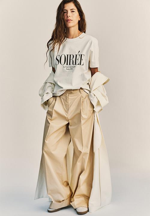 H&M - Cotton T-shirt - white soirée