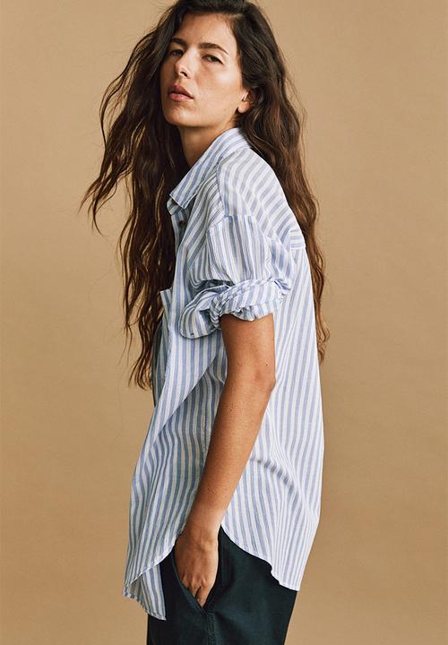 H&M - Cotton shirt - light blue striped