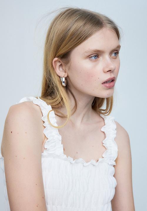 H&M - Cropped smocked top - white