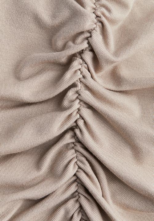 H&M - Gathered cap-sleeved top - Light greige