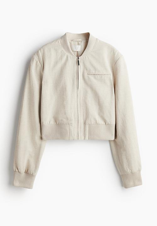H&M - Cropped bomber jacket - light beige