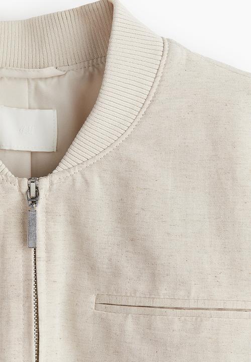 H&M - Cropped bomber jacket - light beige