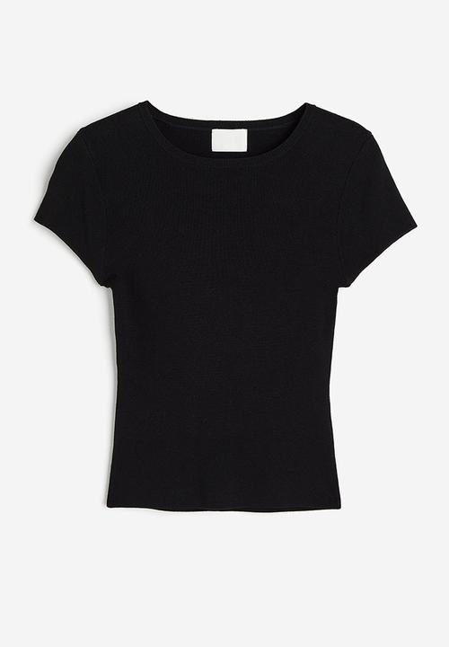 H&M - Fine-knit t-shirt - black