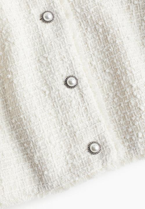 H&M - Cropped bouclé-weave jacket - white