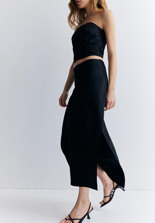 H&M - Crêpe satin skirt - black