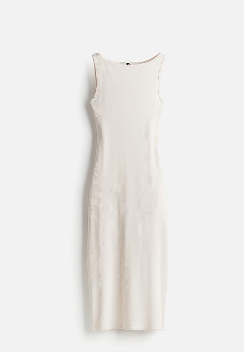 H&M - Ribbed bodycon dress - beige