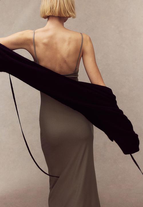 H&M - Ribbed maxi dress - beige & grey