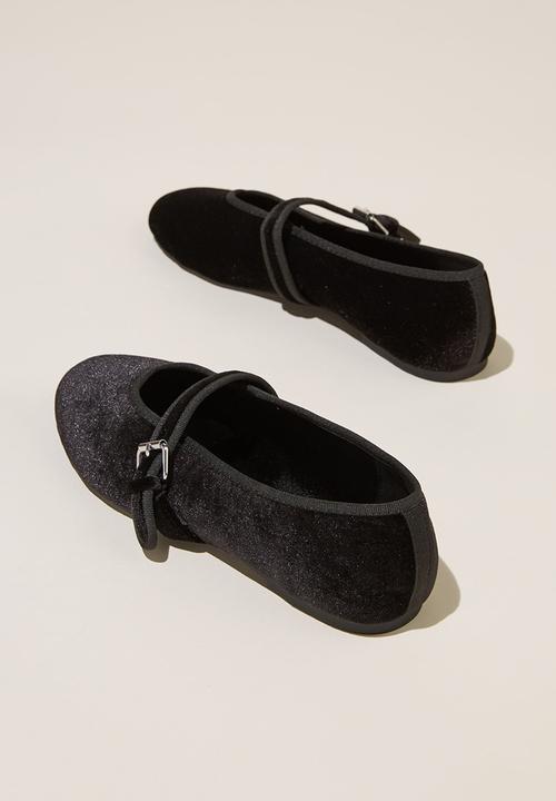 Cotton On - Amy round mary jane ballet - black velvet
