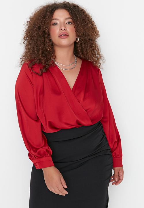 Satin Woven Snap Body Body - Burgundy