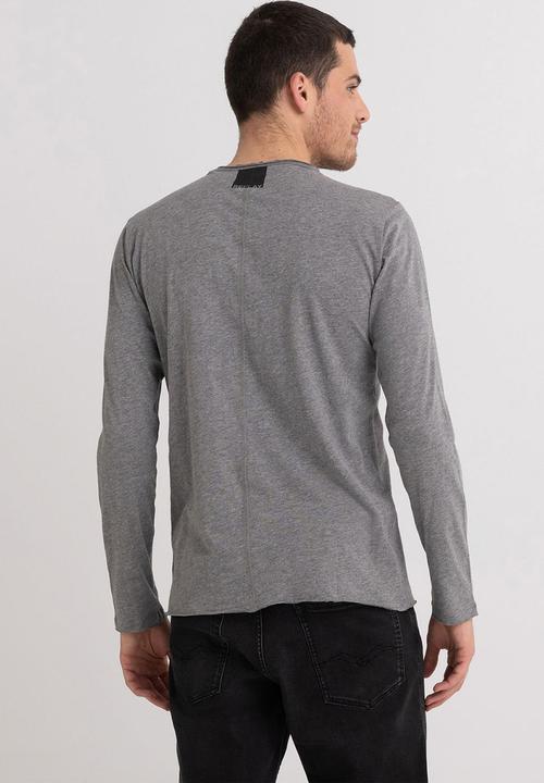 Replay - T-Shirt Manica Lunga Regular - Dark Grey Melange