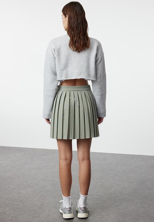 Trendyol - Pleated Mini Woven Skirt Skirt - Light Khaki