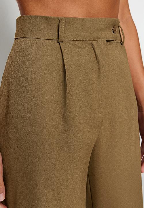 Trendyol - Wide Leg Woven Trousers - Khaki