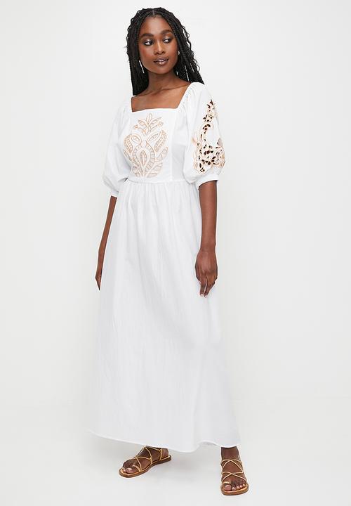 MILLA - Open back square neck tiered dress - milk