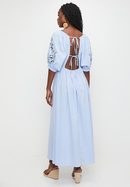 MILLA - Open back square neck tiered dress - Hydrangea