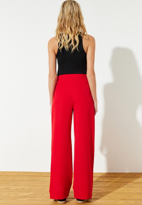 Trendyol - Wide Leg Woven Trousers - Red