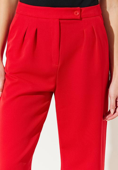 Trendyol - Wide Leg Woven Trousers - Red
