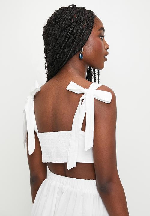 MILLA - Tie detail fit & flare with embroidery - black & white