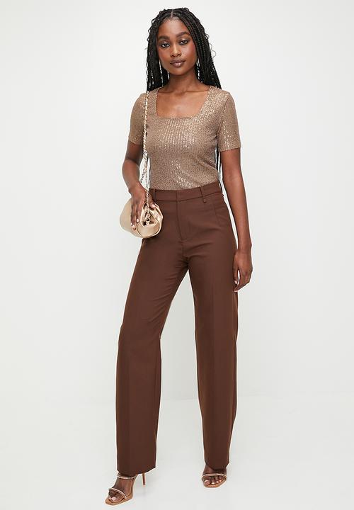 MILLA - Sequins square neck top - taupe