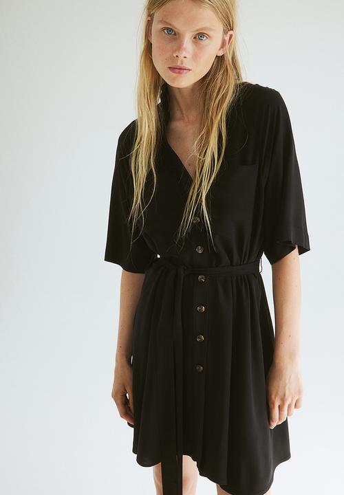 h&m tie belt dress black