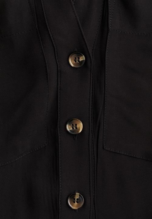 H&M - Tie-belt shirt dress - black
