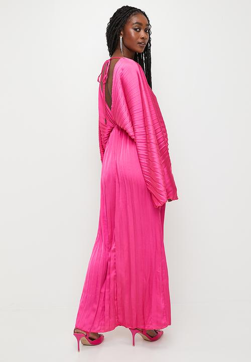 MILLA - Pleated dolman sleeve maxi dress - cerise