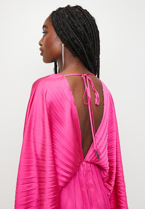 MILLA - Pleated dolman sleeve maxi dress - cerise