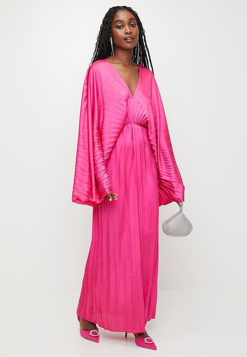 MILLA - Pleated dolman sleeve maxi dress - cerise
