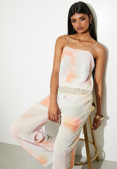 VELVET - Embellished cami - peach smudge