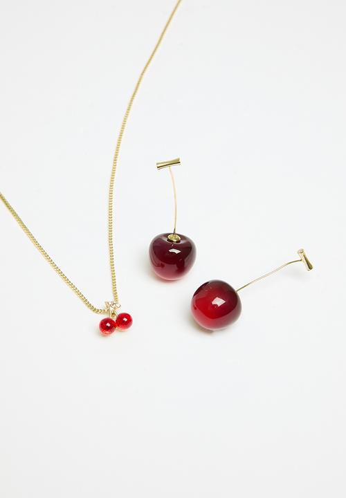 Superbalist - Cherry jewellery set - gold & red