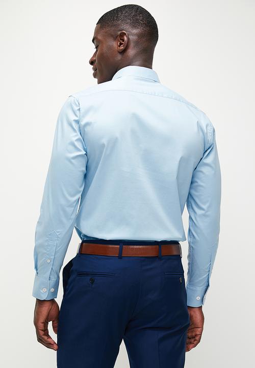 Pierre Cardin - Plain Stretch Formal Shirt - Sky Blue