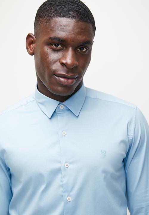 Pierre Cardin - Plain Stretch Formal Shirt - Sky Blue
