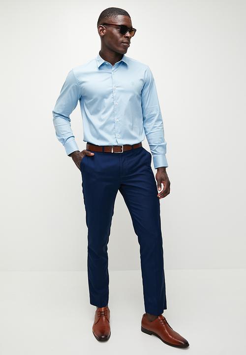 Pierre Cardin - Plain Stretch Formal Shirt - Sky Blue