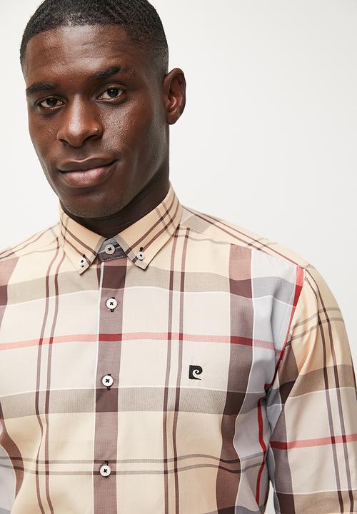 Pierre Cardin - Checking Smart Shirt  - Stone