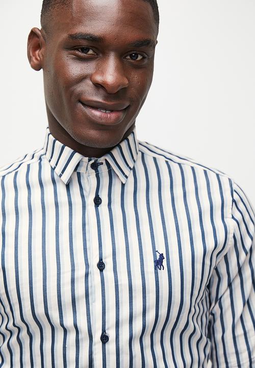 POLO - Luka Long Sleeve Double Stripe Shirt - White & Navy 