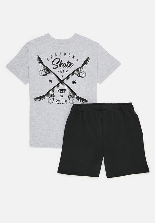 Pop Candy - Tee & short set - grey & black