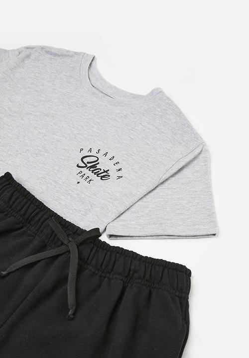 Pop Candy - Tee & short set - grey & black